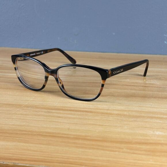 Coach HC6103 Women's Eyeglasses Frame Only 5443 Black Tortoise Stripe 54-16-140 - Picture 1 of 9